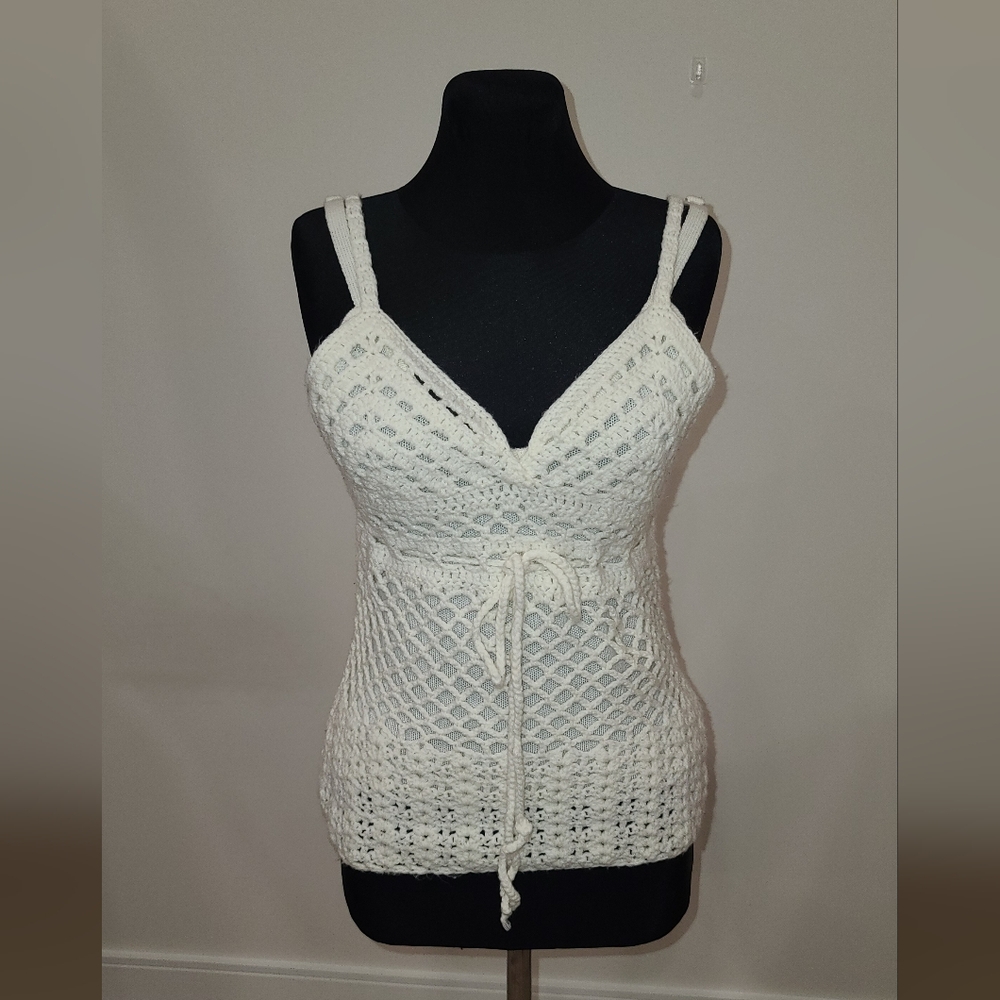 Kor@kor crochet knit top M Wool Blend
